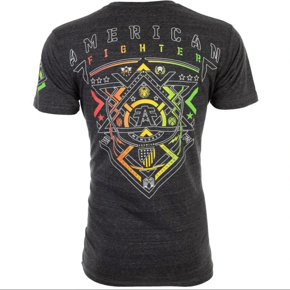 AMERICAN FIGHTER Mens T-shirt Alberta Black Athletic Fit L-3XL NWT - Picture 3 of 10